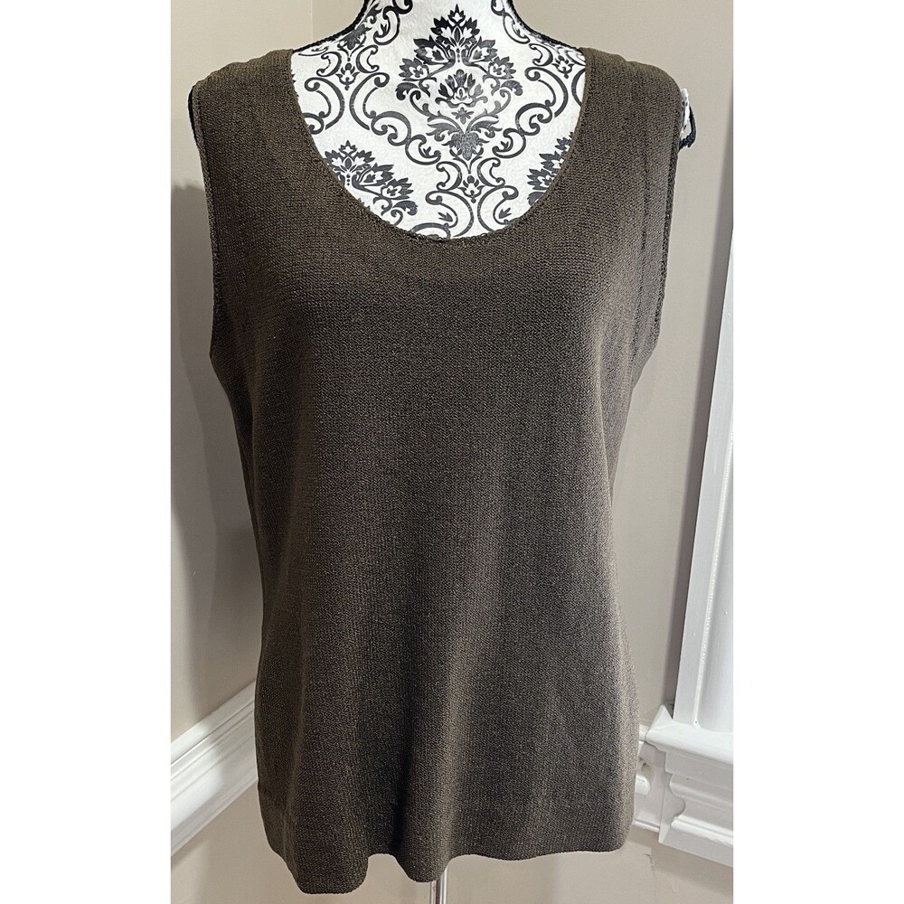 Steve Fabrikant Brown Layering Tank Santana Knit 1X XL Quiet Luxury Minimalist